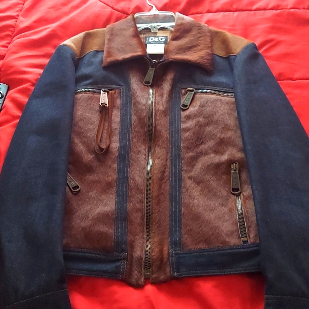 Men's Dolce Gabbana  jacket. Pony Hair &  DenimSize Large